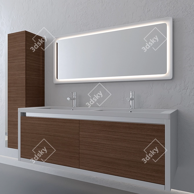 Italian Double Sink Suspended Furniture Set 3D model image 1