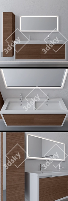 Italian Double Sink Suspended Furniture Set 3D model image 2