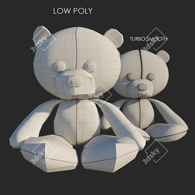 Fancy Soft Teddy Bear Toy 3D model image 2