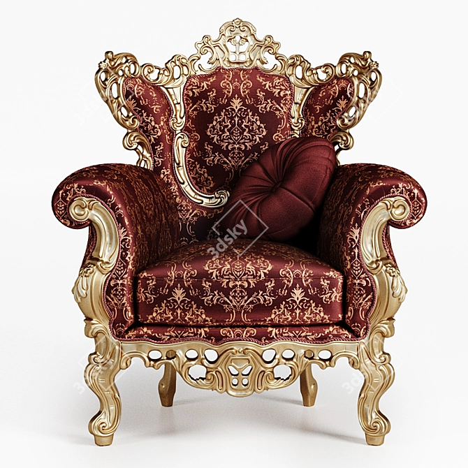 Elegant Fabric Armchair by Modenese Gastone 3D model image 2