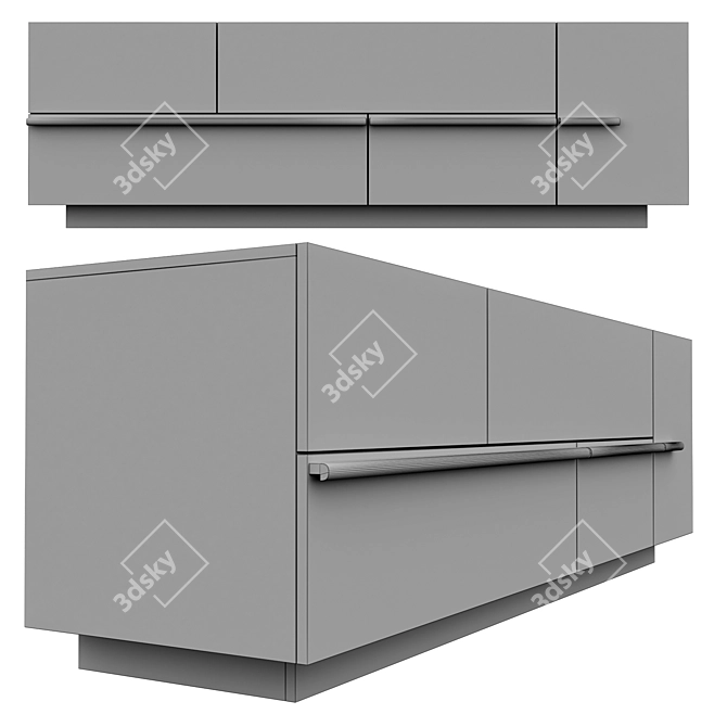 Modern TV Stand - 1750mm Length 3D model image 2