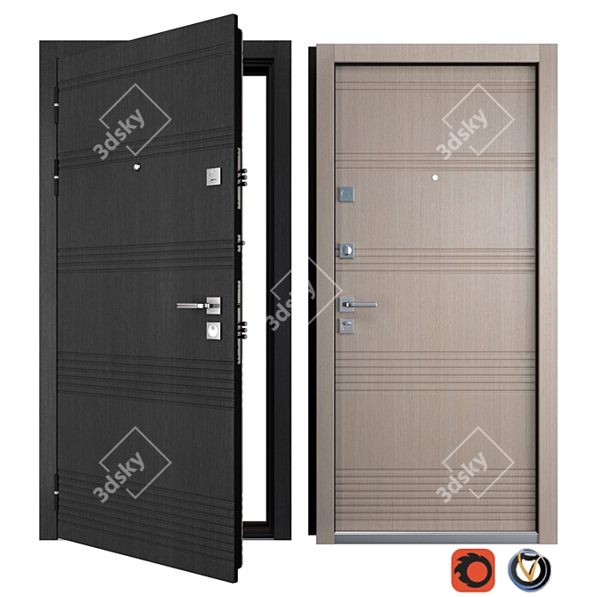 Elegant Entrance Metal Door - VANESSA K-2 3D model image 1