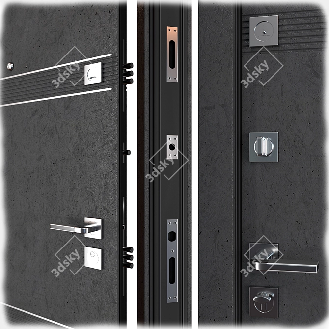 Louna Metal Entrance Door: Stylish and Secure 3D model image 2