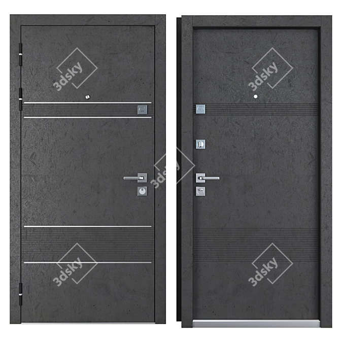 Louna Metal Entrance Door: Stylish and Secure 3D model image 3