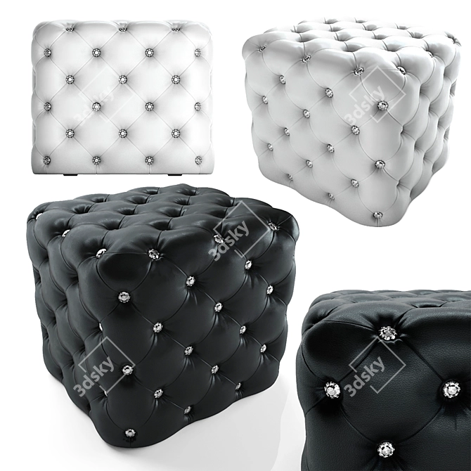 Nina Crystal Leatherette Ottoman 3D model image 1