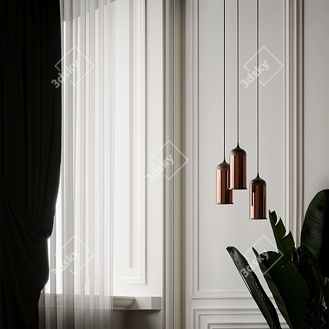 Elegant Copper Pendant Lamp 3D model image 2