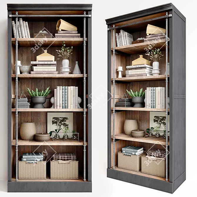 Gavin Reclaimed Wood Bookcase 3D model image 1