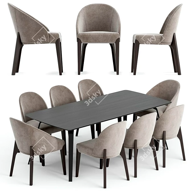 Luxury Bugatti Sandalye Dining Set 3D model image 1