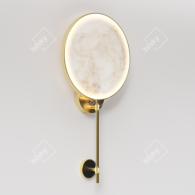 Elegant Brass and Marble Lamp 3D model image 2