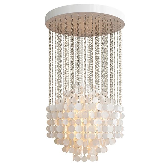 Elegant Capiz Pearl Chandelier 3D model image 2