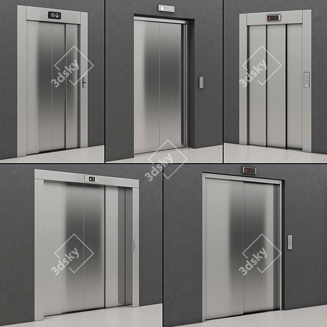 Kone Elevator Doors Set 3D model image 2