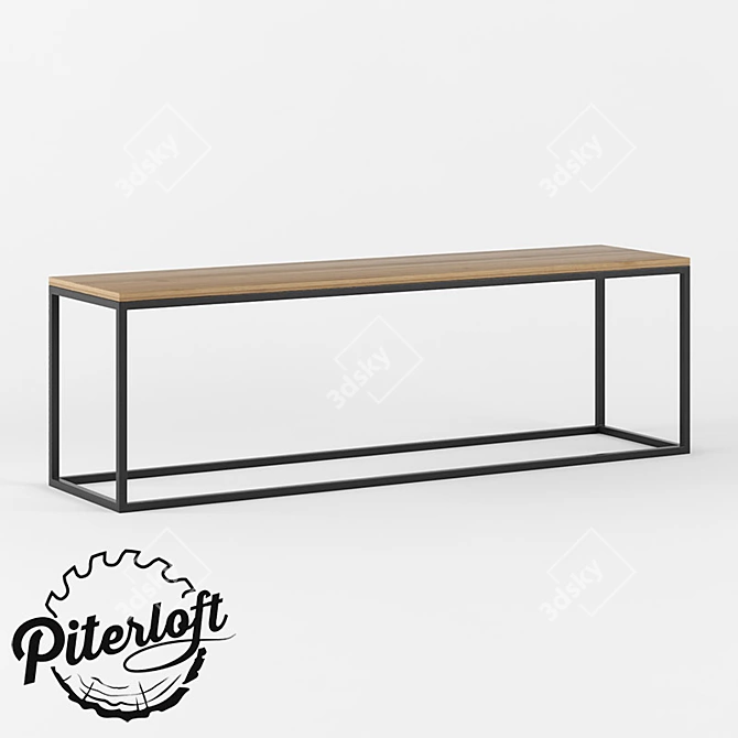 Rustic Industrial TV Console 3D model image 1