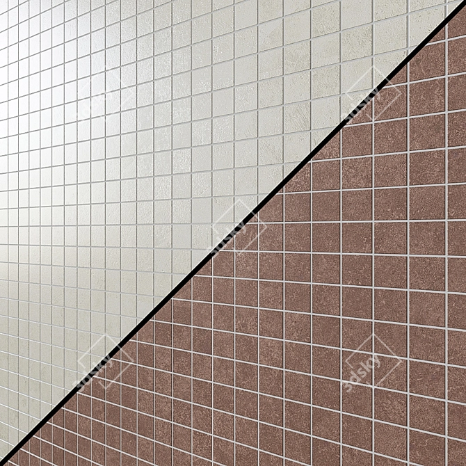 Drift Mosaic Tiles: White, Light Grey, Blu, Rose & Dark (31.5x31.5cm) 3D model image 2