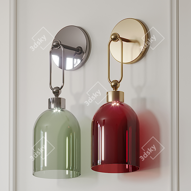 Valentina Retro Wall Sconce: Vibrant Red & Green Design 3D model image 1