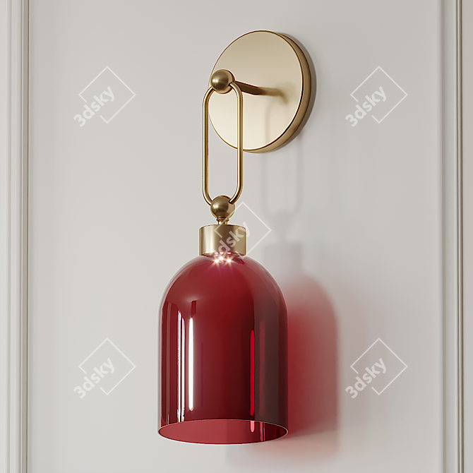 Valentina Retro Wall Sconce: Vibrant Red & Green Design 3D model image 2