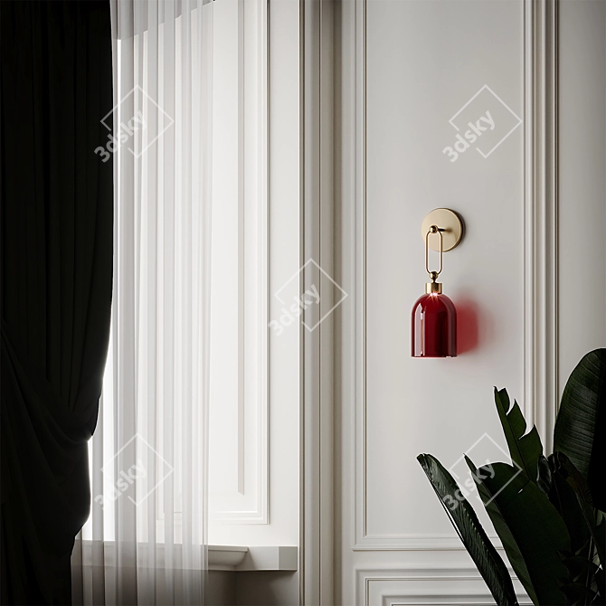 Valentina Retro Wall Sconce: Vibrant Red & Green Design 3D model image 4