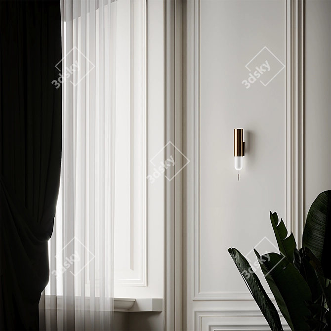 Elegant Aged Bronze Wall Sconce 3D model image 2