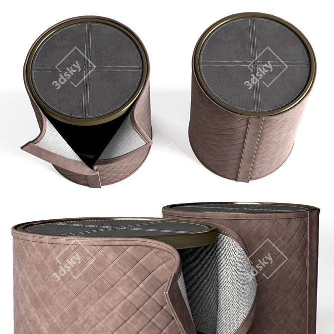 Eclectic Leather Night Tables 3D model image 2