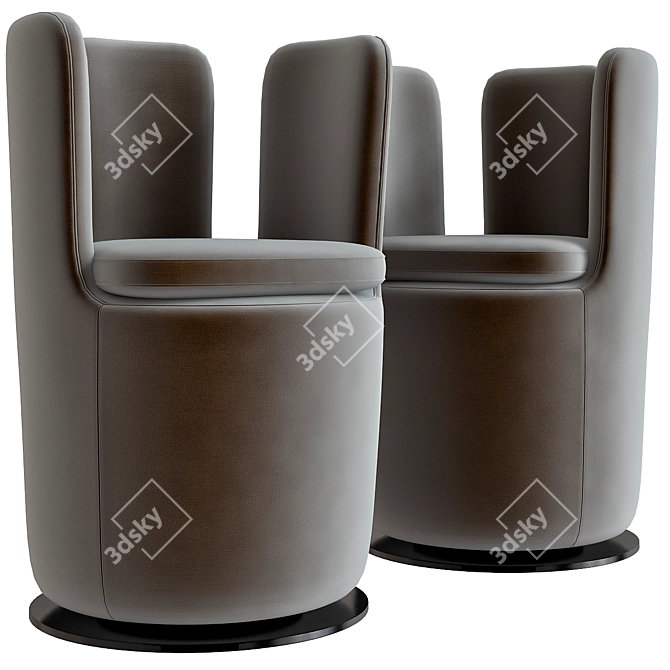 Swivel Fabric Armchair with Armrests 3D model image 1