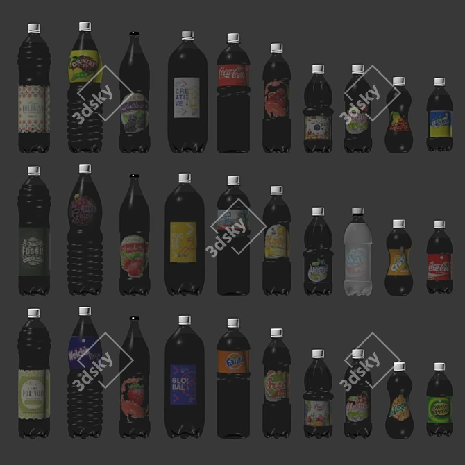 3D Soda Bottle Set 3D model image 3