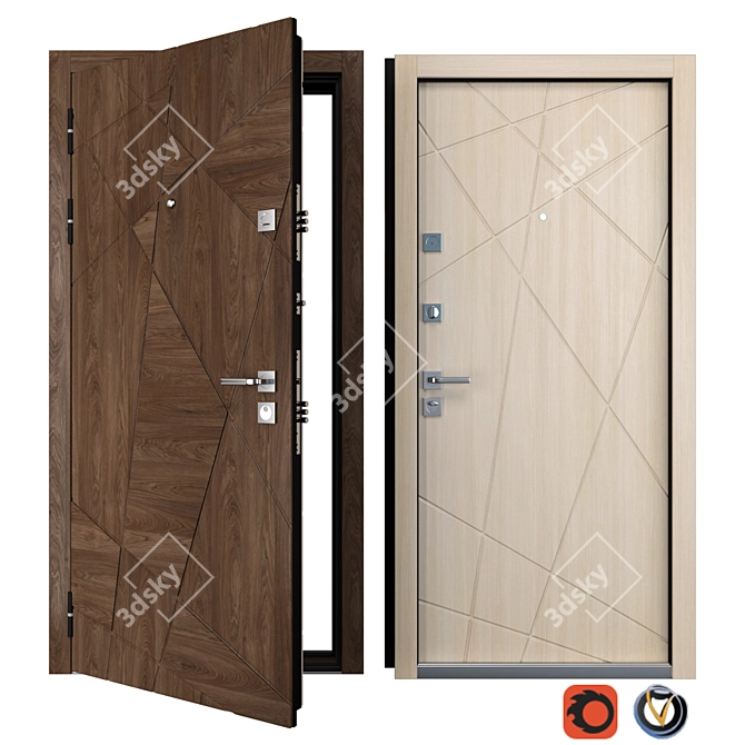 Aztec Zimen Entrance Metal Door - Secure and Stylish 3D model image 1