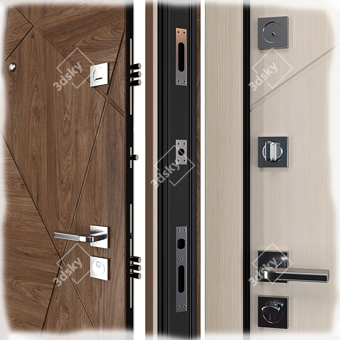 Aztec Zimen Entrance Metal Door - Secure and Stylish 3D model image 2