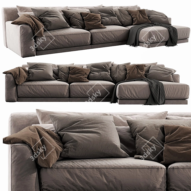 Sleek Poliform Paris Seoul Chaise Lounge 3D model image 1