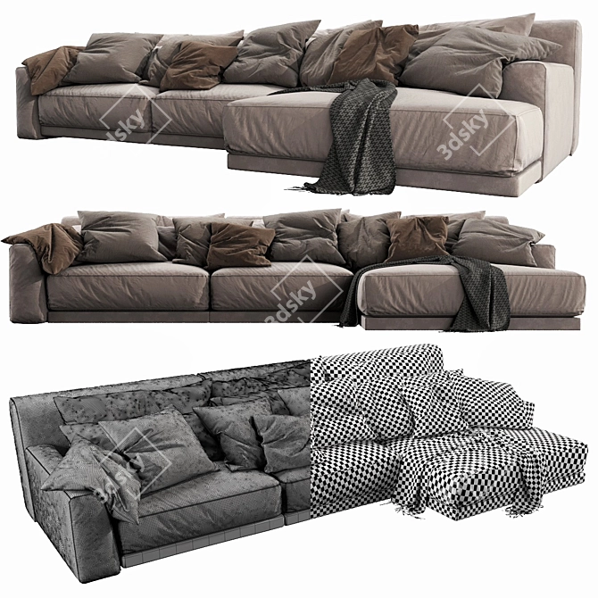 Sleek Poliform Paris Seoul Chaise Lounge 3D model image 3