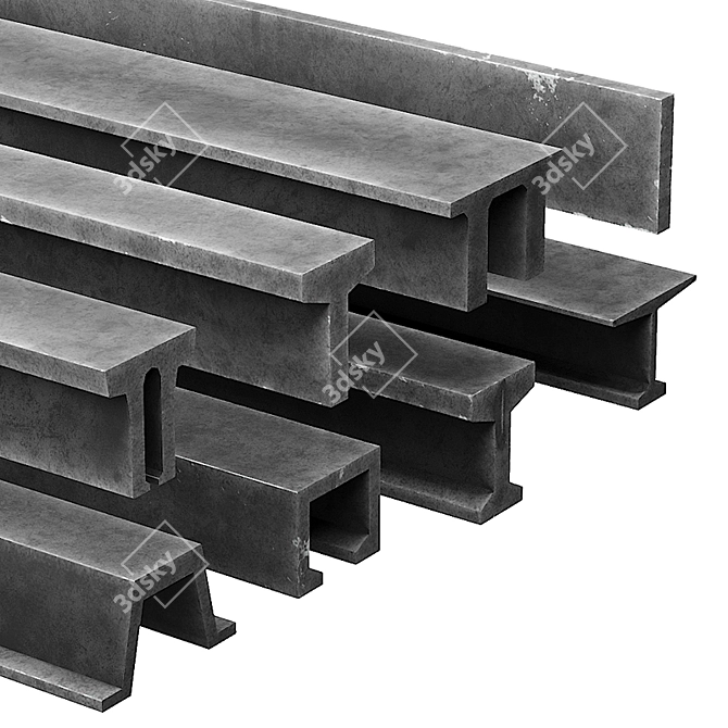 Versatile Metal Beams: 8 Profiles 3D model image 2