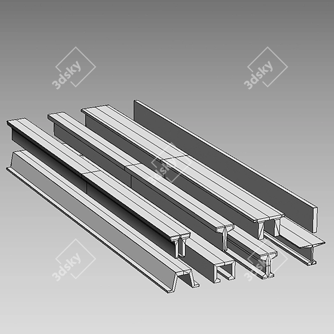 Versatile Metal Beams: 8 Profiles 3D model image 3