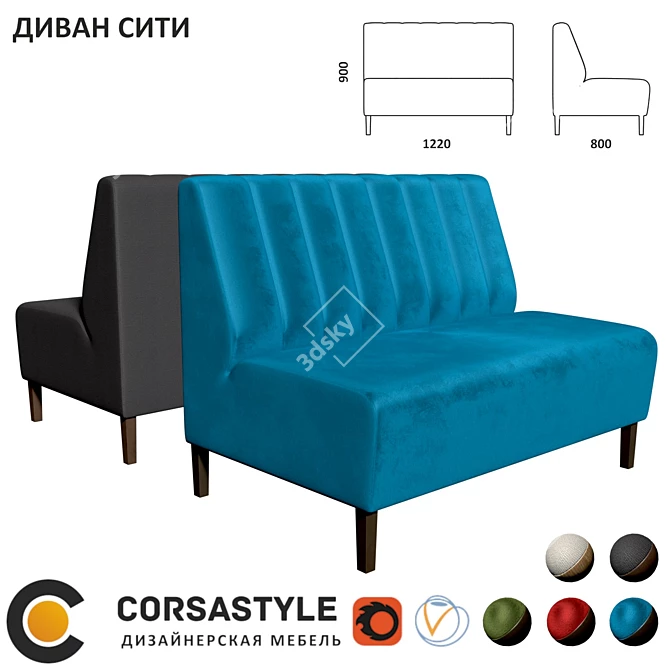 City Sofa: Sleek Design, Multiple Colors 3D model image 1