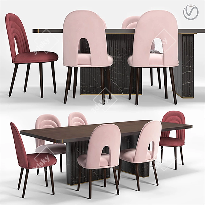 Paolo Castelli Echo Chair & Nettuno Table Set 3D model image 1