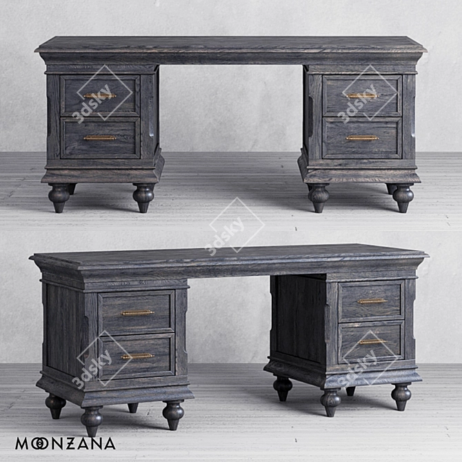 Title: Rhineland Oak Moonzana Desk 3D model image 1