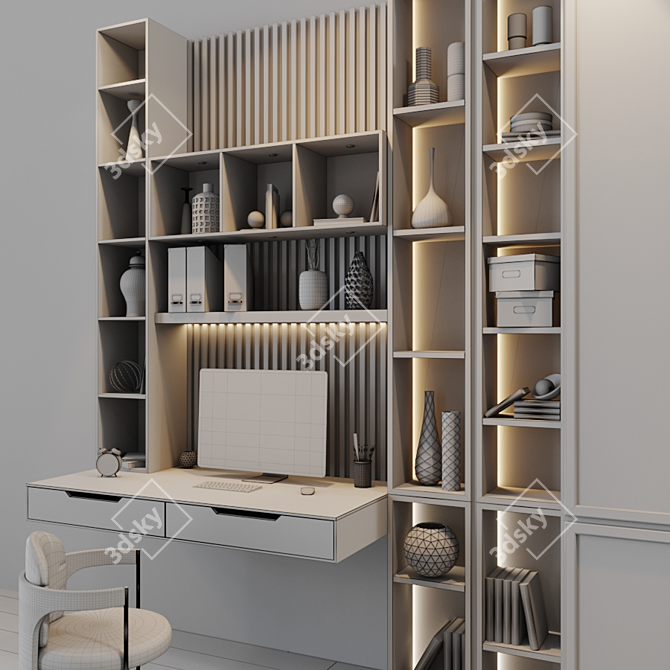 Title: Modern Workspace Desk 3D model image 3