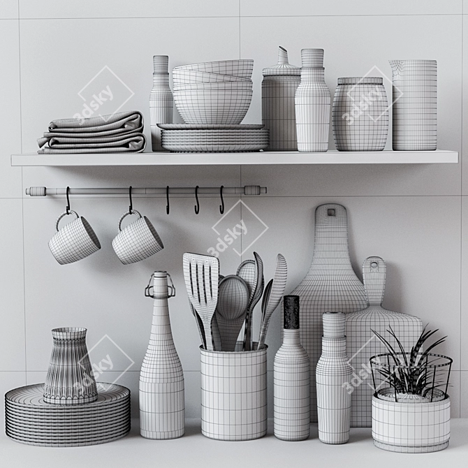 Elegant Kitchen Decor Set 3D model image 3