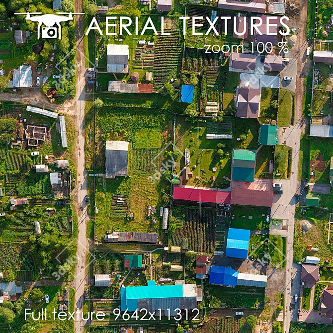 Aerial Country Textured Plots 3D model image 2