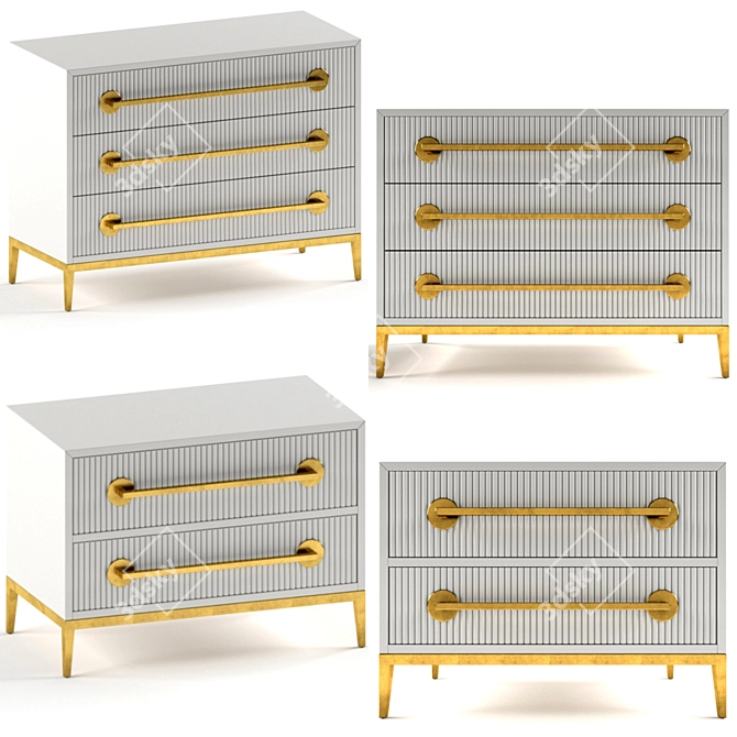 Elegant Carlyle Collection: Nightstand & Three Drawer Chest 3D model image 1