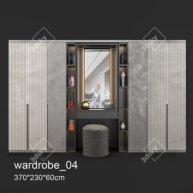 Modern Multi-Function Wardrobe 3D model image 1