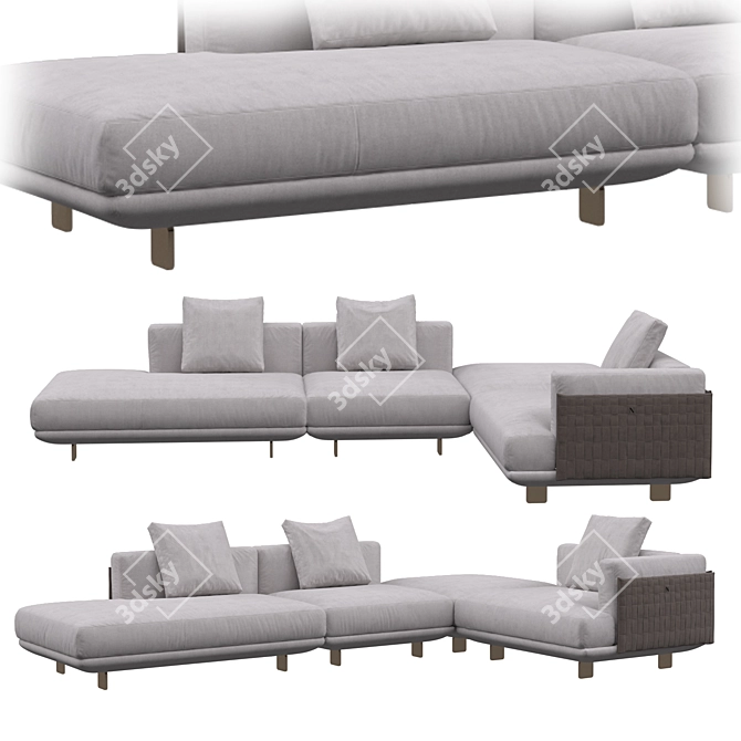 Modern Natuzzi Campus Sofa 3D model image 1