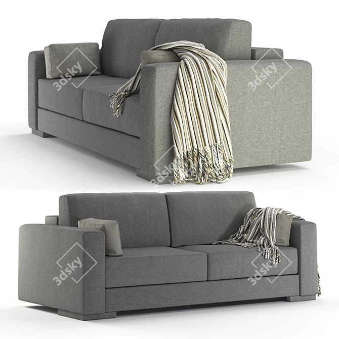 Greenwich Velvet Gray Sofa 3D model image 1