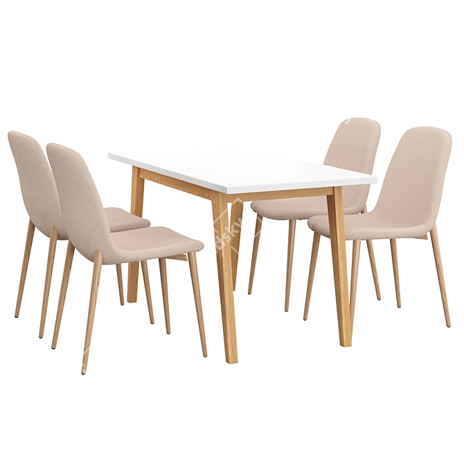 Elegant Eddie 5-Piece Dining Set 3D model image 2