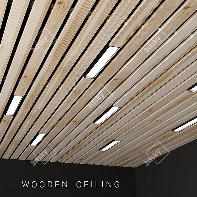 Title: Elegant Wooden Ceiling Panel 3D model image 1