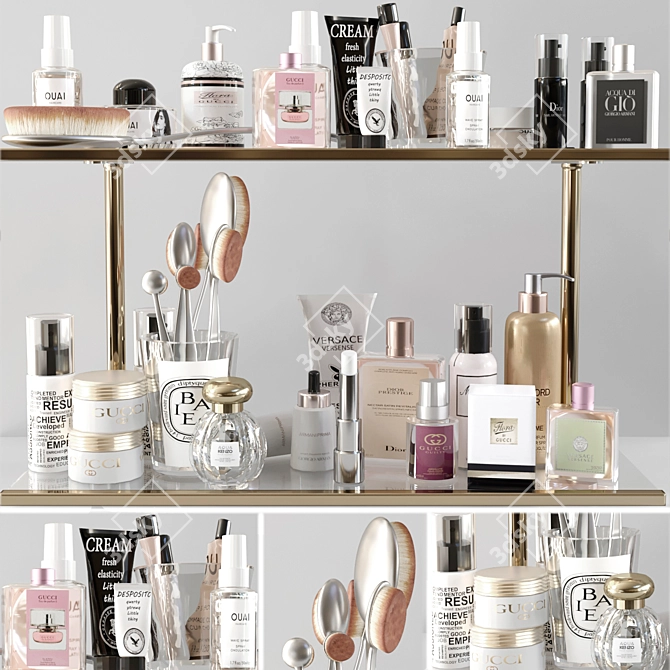 Beauty Essentials Kit: Perfume, Makeup, Cream 3D model image 1