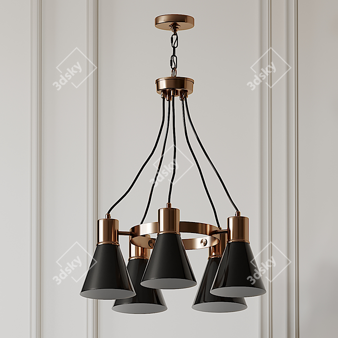 Elegant 5-Light Wagon Chandelier 3D model image 2