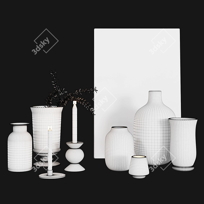 Zara Home Decor Set: Vases, Candle Holders & Chandelier 3D model image 2