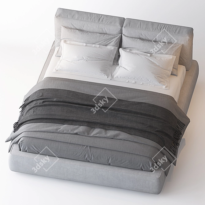 Caresse King Size Bed 3D model image 2