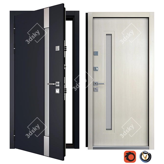 Stylish Rio Metal Entrance Door: Zimen 3D model image 1