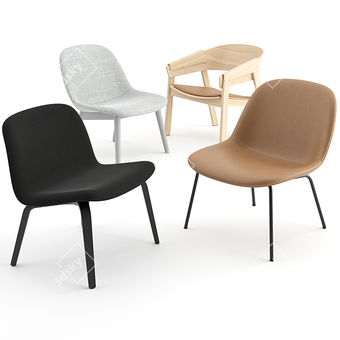 Modern Lounge Chairs Collection by Muuto 3D model image 2