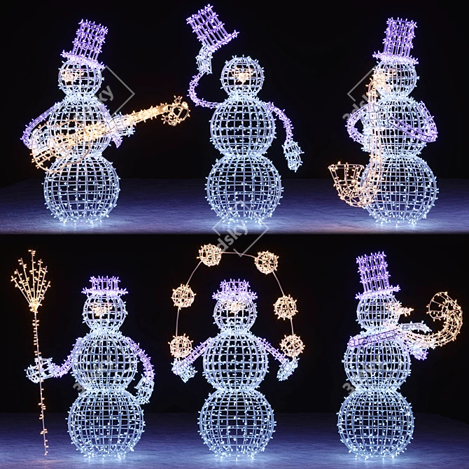 Festive Snowman Garland Decor 3D model image 1