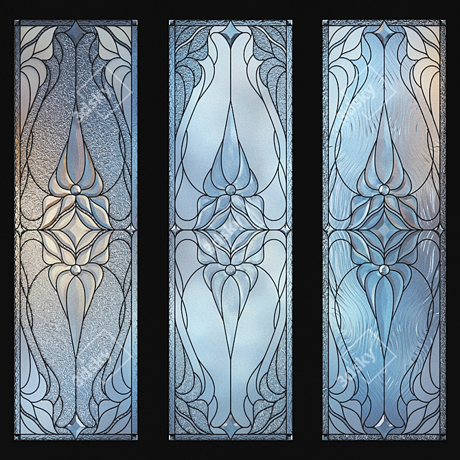 Elegant Stained Glass Window - 500x1700mm 3D model image 1